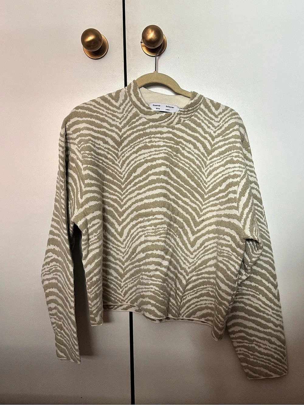 Proenza Schouler White Label Zebra Jacquard Crewneck Sweater S